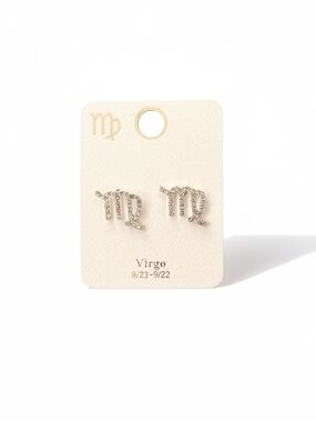 Virgo Virgin Astrological Zodiac Sign Rhinestone Silver Earrings Aug 23 - Sep 22
